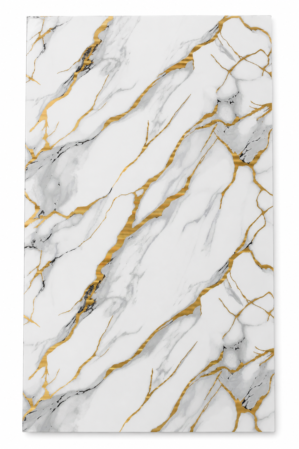 Panneau Mural PVC UV Effet Marbre 4' x 8' - Blanc/gris/or
