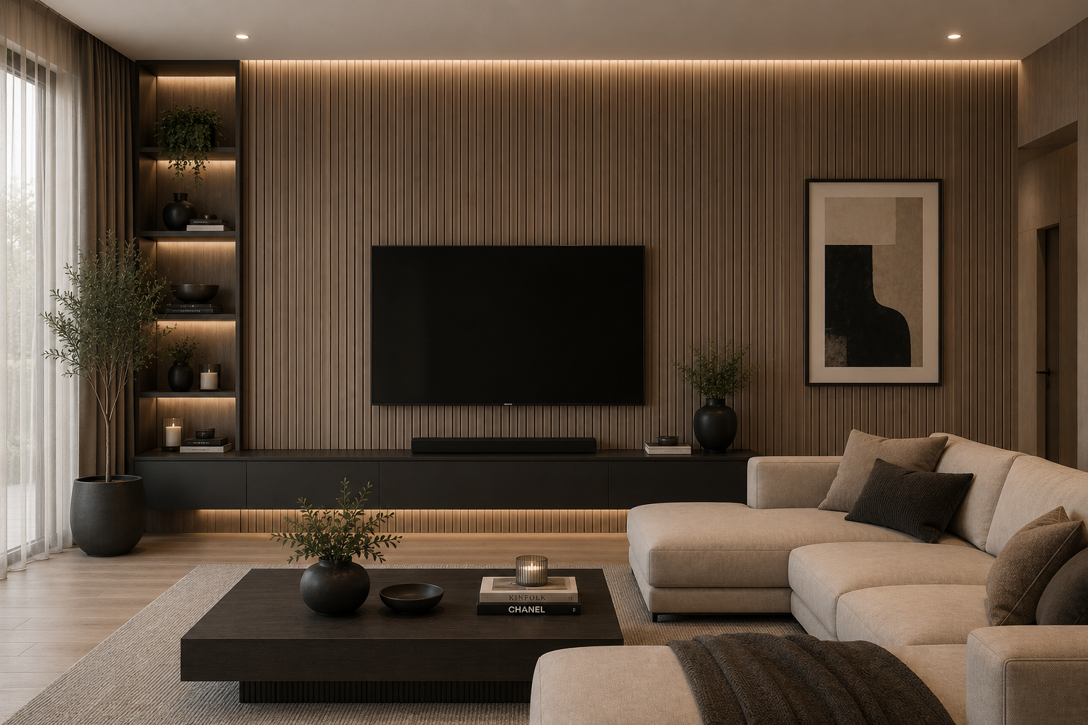 2' x 8' Acoustic Wall Panel - Smoke Oak