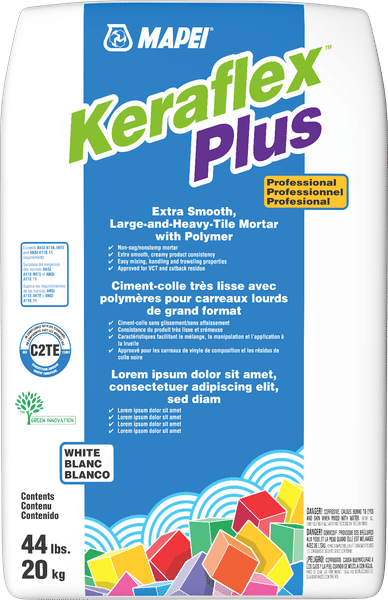 Mapei - Keraflex Plus Ciment-colle très lisse pour carreaux lourds de grand format, Blanc - 44 lb