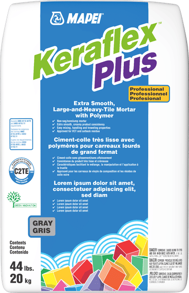 Mapei - Keraflex Plus Ciment-colle très lisse pour carreaux lourds de grand format, Gris - 44 lb